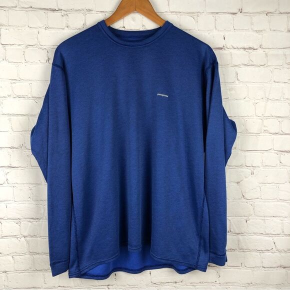 Patagonia Blue Tech Crew Shirt Men's Sz Large - Picture 1 of 7